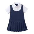 thumbnail image 4 of FYDUU Little Girls Pleated Dress School Uniform Long Sleeve Girls Dresses Toddler Kids Pleated Sundress Comfortable School Casual Dress Everyday Outfit Temperament Dresses 2-3 Years, 4 of 5