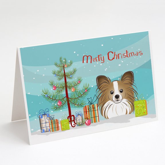 Caroline's Treasures Papillon Christmas Greeting Cards with Envelopes, 5" x 7" (8 Count)
