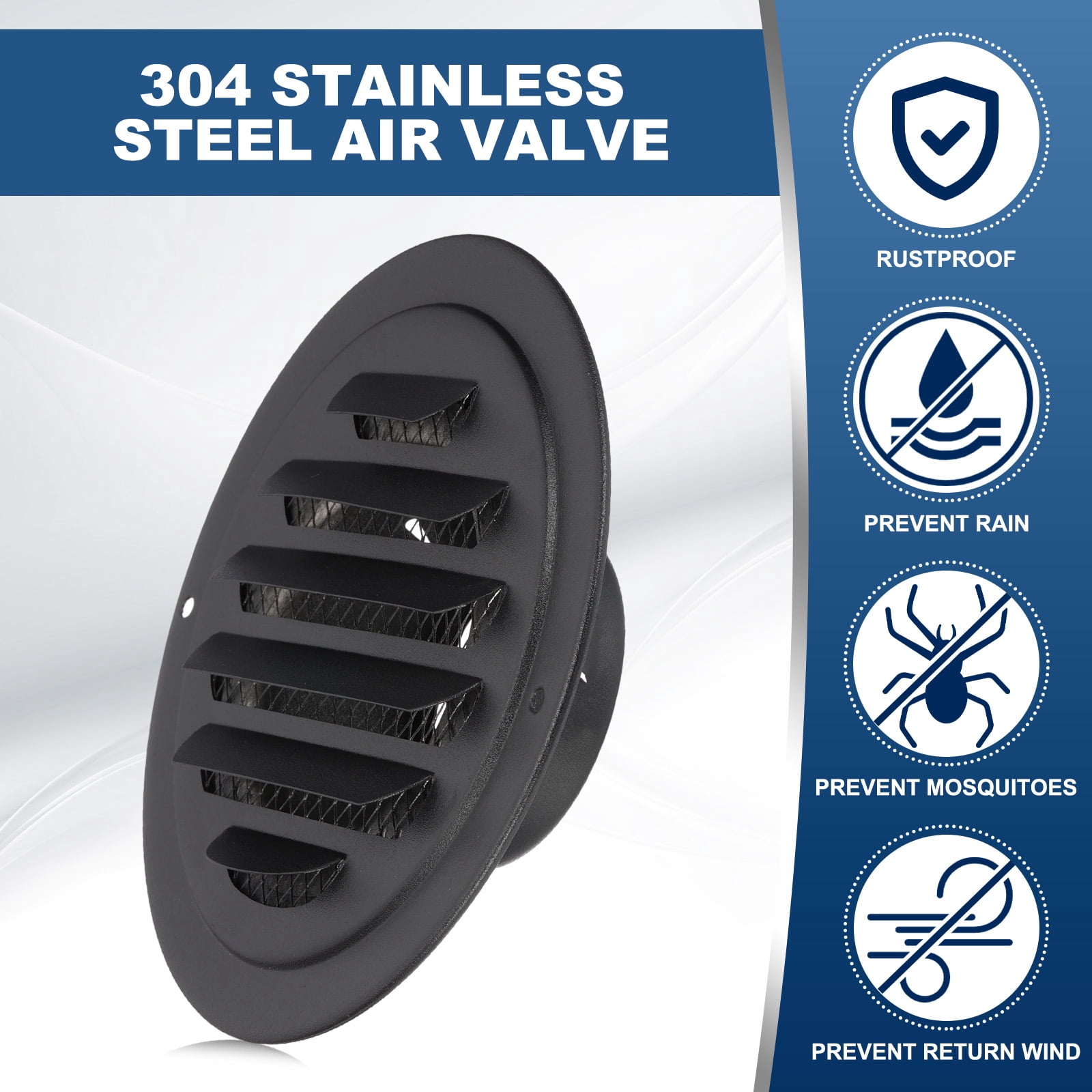 Uxcell Round Air Vents, Outlet Vents Cover 304 Stainless Steel Louver Grille Black 3 Inch