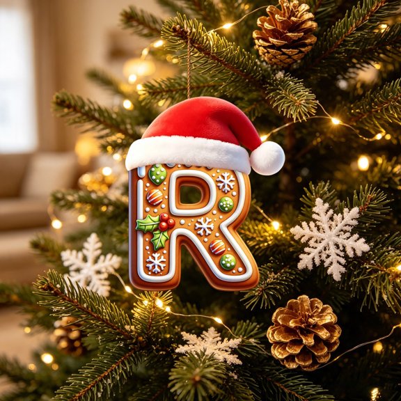 YuanGuangQ Christmas Letter Tree Ornament, Alphabet Hanging Pendant DIY Decor With Detail, Personalized Xmas Tree Holiday Party Home Indoor Outdoor Seasonal Decor