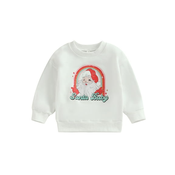 Bagilaanoe Toddler Baby Girl Boy Christmas Sweatshirt Long Sleeve Santa Print Pullover 12M 18M 24M 3T 4T 5T Kids Fall Loose Tee Tops