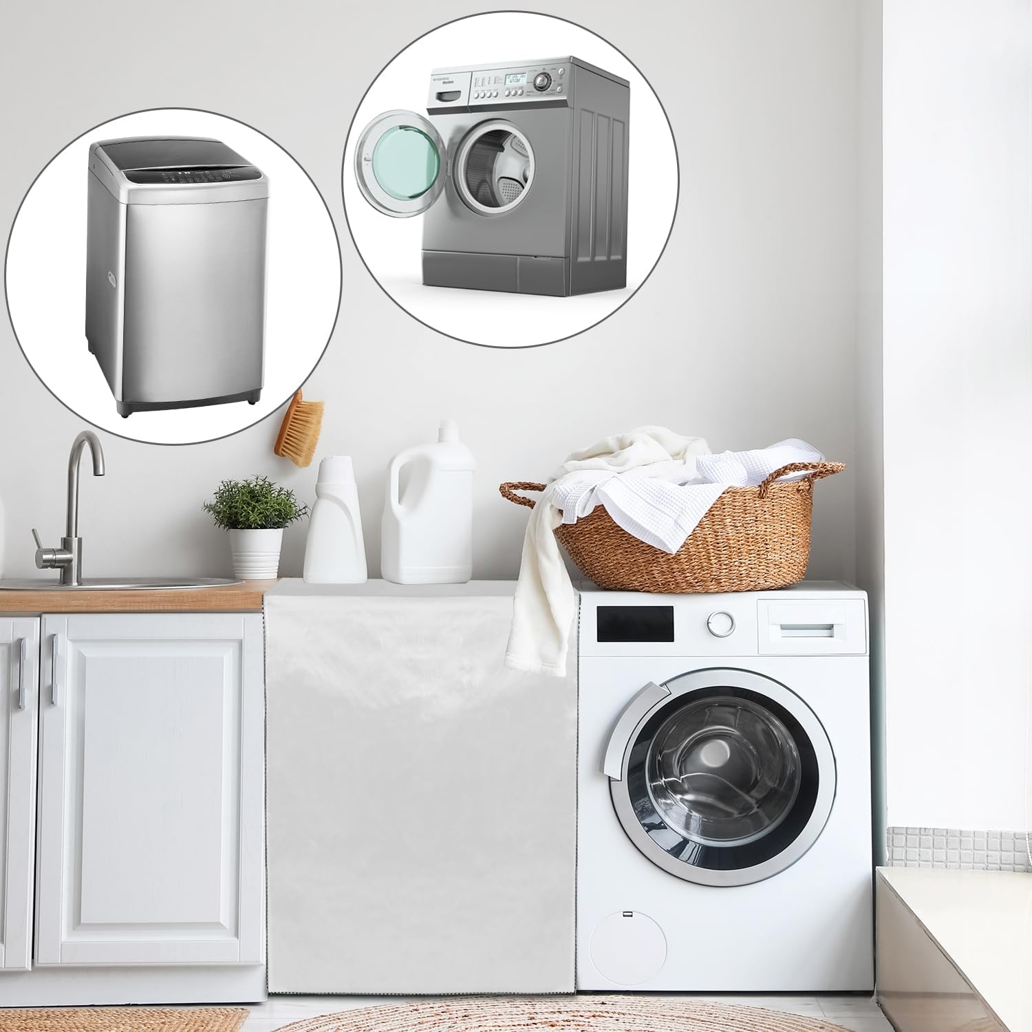 Washer and Dryer Covers, 2 Pack Heavy Duty Waterproof Washing Machine Cover for Most Top Load or Front Load Machine, Dustproof, All Weather Protection, 29" W x 28" D x 43" H