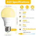 thumbnail image 2 of Bombillas LED dalattin, color blanco suave, 2700 K, 9 W, 800 lm, paquete de 24, 2 of 6