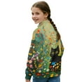 thumbnail image 3 of Xoenoiee Cat Butterfly Flower Print Half Zip Sweatshirt for Girls Long Sleeve Pullover Tops Kids Stand Collar Lightweight Fleece Winter Clothes, Size 9-10 Years, 3 of 7