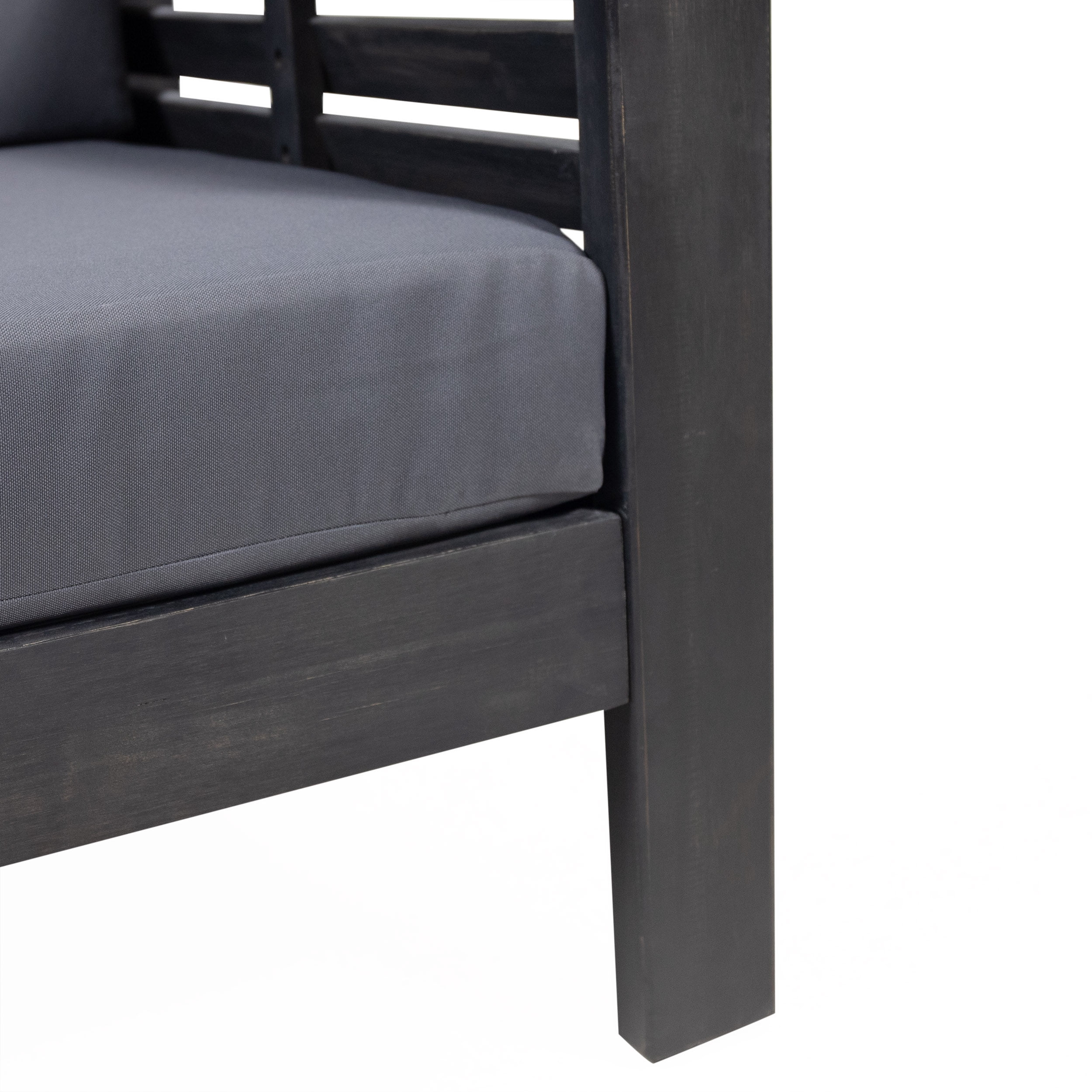 Michelle Acacia Wood Outdoor Club Chairs with Cushions, Dark Gray