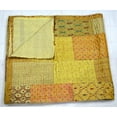 thumbnail image 3 of Marusthali Indian Silk Patchwork Kantha Quilts Handmade Twin Quilt with Pillow Cover Silk Sari Kantha Quilted Quilt Cover Old Bohemian Vintage Patola Quilt, 3 of 6