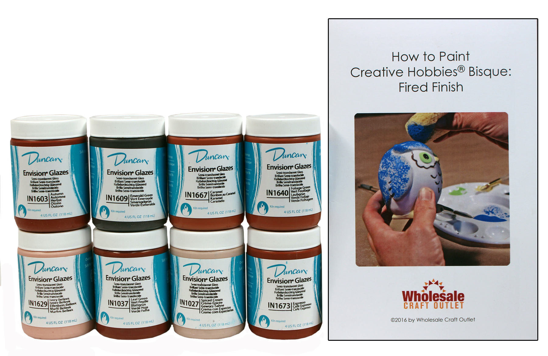 Duncan INKIT5 Envision Glaze Kit for Ceramics Set of 8 Colors in 4