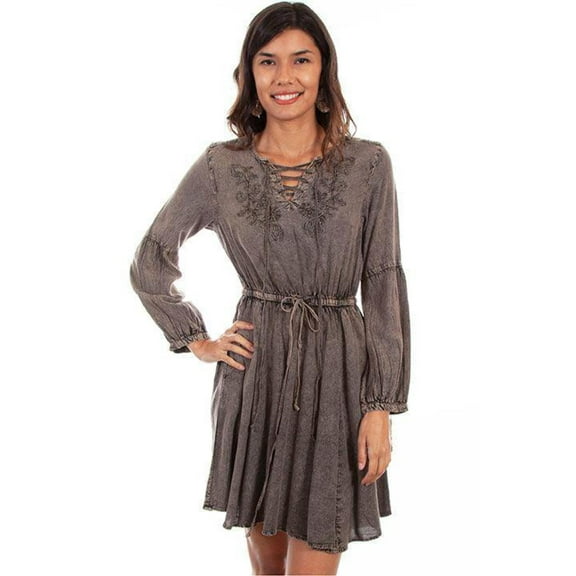 Scully Womens Tobacco Rayon Hi/Lo Acid L/S Blouse L