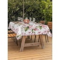 thumbnail image 3 of Outdoor Tablecloth with Umbrella Hole for Patio/Picnic/Party/Camping, Spring Floral Waterproof Table Cloth Rectangle Table Cover Washable, Retro Pink Orchid Flowers Leaves Botanical (60"x 102"), 3 of 8