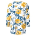 thumbnail image 4 of 3/4 Length Sleeve Womens Tops Color Block Print Crew Neck Shirts Loose Fit Going Out Tops Business Dressy Casual Tunic Blouses 2026 Summer Basic Tees Beach Vacation Outfits, 4 of 5