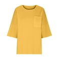 thumbnail image 4 of loopsun Plus Size Tops for Womens,Womens Summer Tops,Women's 3/4 Sleeve Round Neck Oversized Pocket T-shirt Loose Casual Shirt Lightweight And Fashionable Summer Top Yellow M, 4 of 4