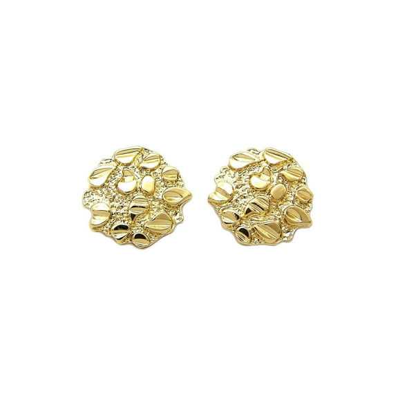 Textured Cookie Nugget Magnetic Stud Earrings, Gold-Tone with Lucite Display