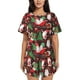 thumbnail image 1 of Balery Merry Christmas1 Conjunto de Pijama para Mujer con Estampado, Dos Piezas de Manga Corta y Shorts, Ropa de Dormir Suave con Cuello Redondo y Bolsillos-Large, 1 of 1