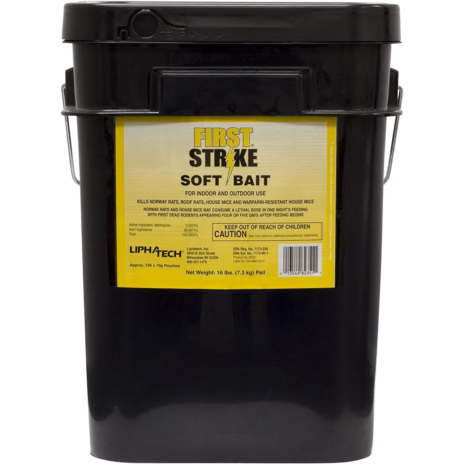 HNLLC First Strike Soft Bait Rodenticide Effective Rodent Control, 16 lb Pail