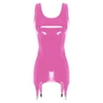 thumbnail image 3 of CHICTRY Womens Shiny Bodycon Tank Dress with Metal Clips for Stockings Carnival Nightclub Costume Hot Pink 4XL, 3 of 7