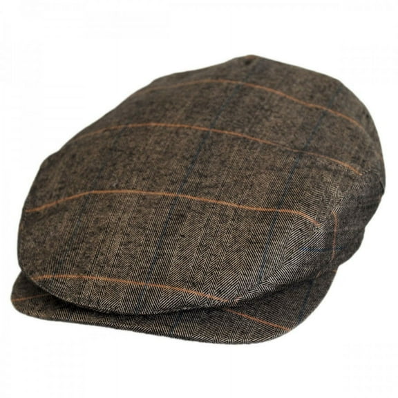 Hoxton Herringbone Plaid Wool Blend Ivy Cap - S - Brown