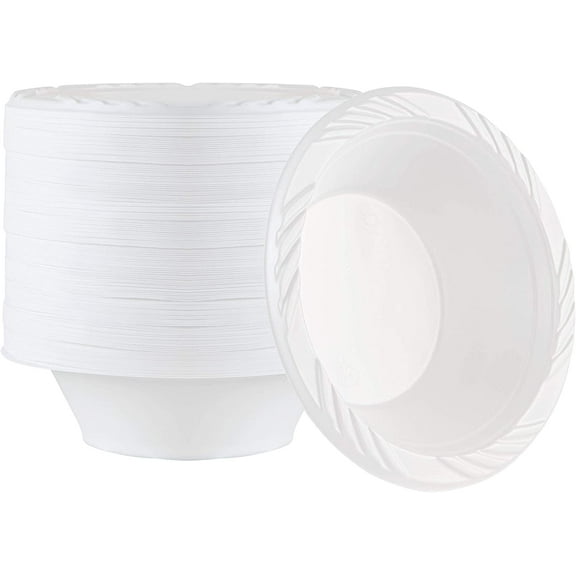 100 Count Disposable 12 ounce White Plastic Soup Bowls