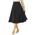thumbnail image 1 of Falda midi vintage de línea A con cintura elástica de lunares retro para mujer, blanco y negro, talla S, 1 of 5