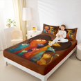 thumbnail image 4 of Manfei Abstract Cartoon Kitten Bed Sheets,bohemian Style King Sheets,Orange Teal Sheet Set For Kids,Breathable Home Decor,4pcs, 4 of 7