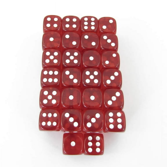 Red Translucent Dice with White Pips D6 12mm (1/2in) Pack Of 50 Wondertrail