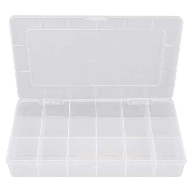 Caja de almacenamiento de componentes pequeños de plástico con 18 compartimentos