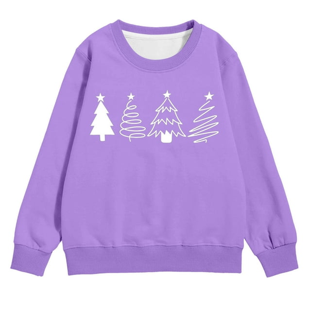Petit Enfant Imprimé Filles Chandail à Manches Longues Col Rond avec Poche pour l'Hiver Tenue Décontractée de Vacances Chandail à Enfiler pour Enfants Chandails à Capuchon pour Enfants Chandail pour Tout-Petits Filles 4t Chandail Fille Fille N 4t We Violet 3-4 Ans