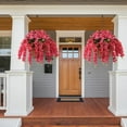 thumbnail image 2 of Artificial Silk Flowers in Hanging Basket Outdoor Indoor Patio Lawn Corridor Garden Decor, Fake Hanging Orchid in Basket, Hanging Orchid with 0-inch Coconut Lining Chain Palm Flowerpot(Yellow), 2 of 5