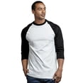 thumbnail image 2 of DailyWear Mens Casual 3/4 Sleeve Plain Baseball Cotton T Shirts BLK/WHT, 3XLarge, 2 of 4