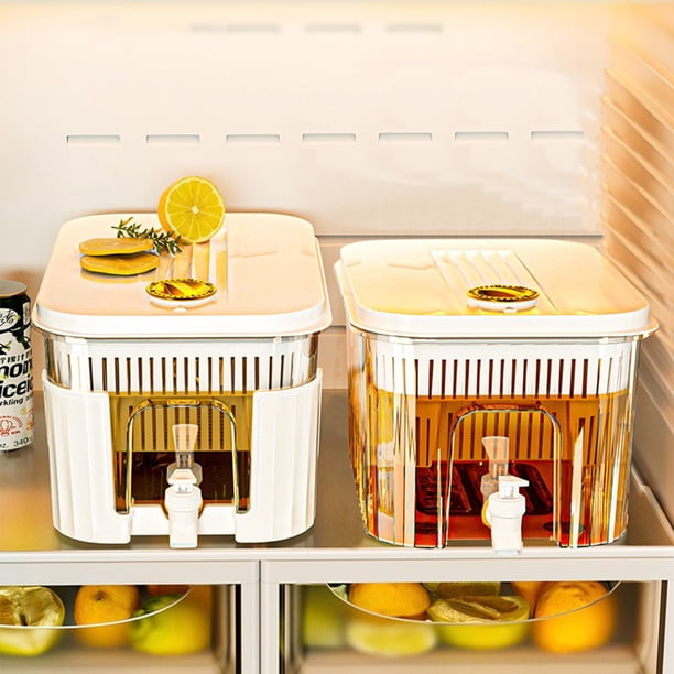 Xihbxyly Todas Las Ofertas Del Prime Day Hierbas En Agua Fría 5 L En Filtrado En Grifo En Refrigerador, Gran Capacidad de Almacenamiento para Dispensador de Frutas con Rejillas de Hielo y Grifo, Tete
