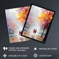 thumbnail image 2 of Lovers Autumn Walk Oil Painting Orange Pink Blue Couple Walking Through Park Artwork Framed Wall Art Print A4, 2 of 5