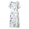 thumbnail image 4 of Ecqkame Women's 2025 Summer Dresses Floral Casual Loose Beach Dress Short Sleeve Crew Neck Flowy Long Dress with Pockets 02-Whit XXL, 4 of 5