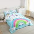 thumbnail image 3 of Manfei Cartoon Blue Kitten Queen Comforter Set, Cute Cat Animal Bedding Sets, Princess Rainbow Reversible Bedding Comforter Set, Microfiber Bedroom Decor, 3 Pieces, 3 of 8