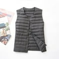 thumbnail image 4 of Women's Quilted Puffer Vest Lightweight Packable Cropped Down Jacket Sleeveless Button Up Outerwear Winter Clothes (M, Gray), 4 of 4