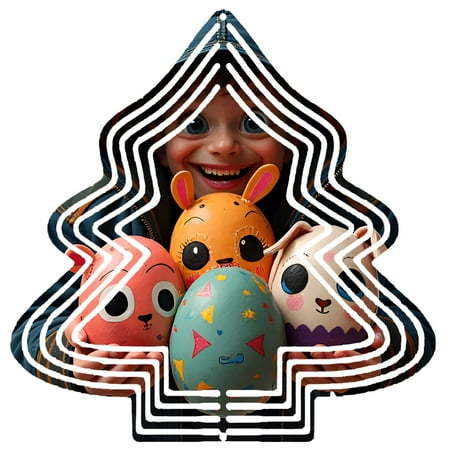 Colorful Metal Hanging Christmas Tree Wind Decorations – Unique Garden Spinners with Vibrant Patterns for Yard and Garden Decor