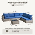 thumbnail image 5 of XIZZI 7-Piece Outdoor Sectional Furniture Sets, Wicker Patio Conversation Set with Cushions and Coffee Table, All-Weather Patio sets for Backyard, Garden,Navy Blue, 5 of 9