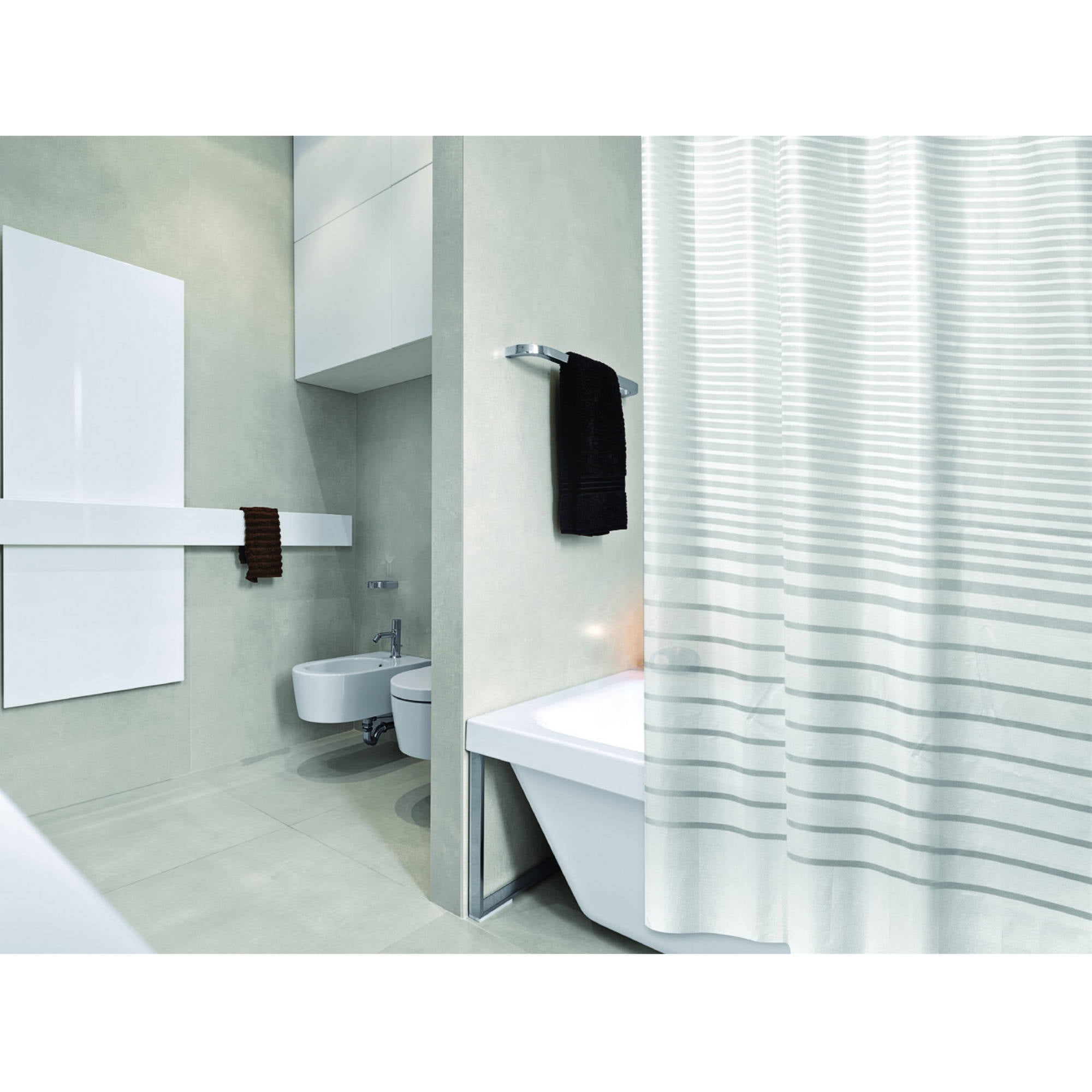 Bath Bliss Shower Curtain in White Stripe Design