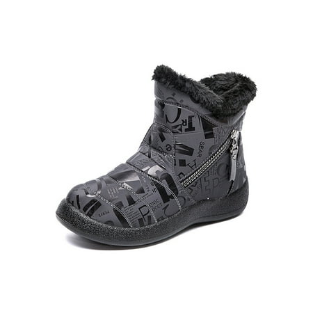 

Gomelly Waterproof Winter Girls Shoes Snow Boots Slip On Warm Ankle Size US