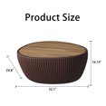 thumbnail image 4 of FFZ Coffee Color Marble Top goose eggs Shape Leather Coffee modern Sofa Table for Living Room furniture, 4 of 5