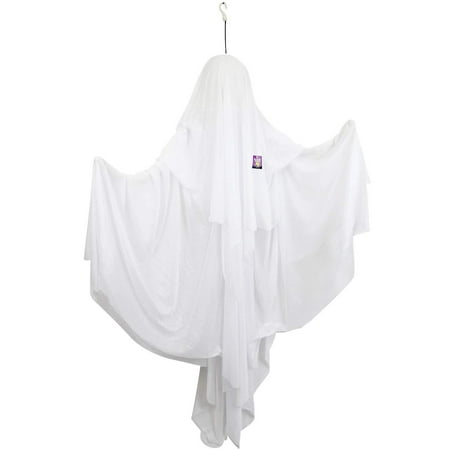 5 Foot Animated Hanging Spinning Scary All White Ghost Prop Decoration - Body Rotates, Screams, Laughs, Eyes Strobe - Battery Operated