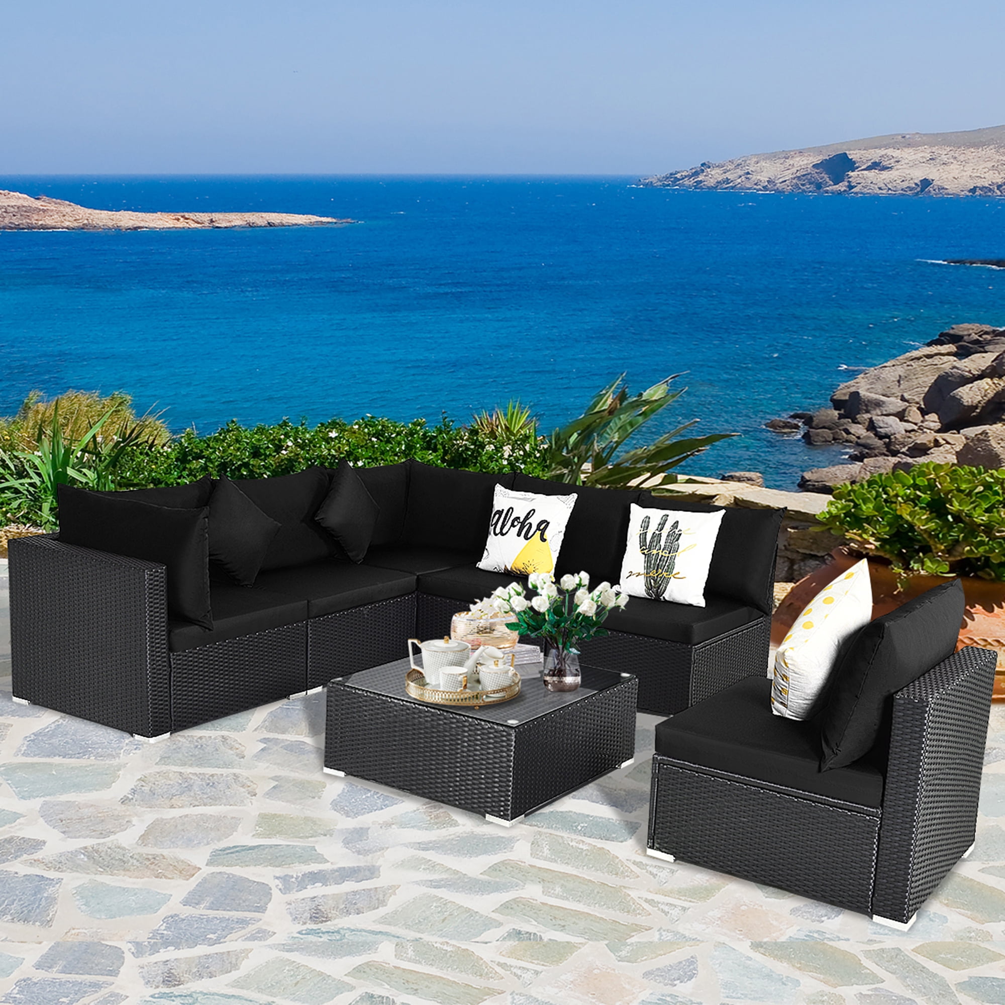 Black outdoor patio cushions sale