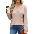 thumbnail image 3 of UVN V Neck Blouses for Women Button Long Sleeve Shirts Dressy Casual Fall Sweaters Tunic Tops, 3 of 9