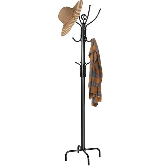 Costway 78" Metal Coat Rack Free Standing Tree Hat Umbrella Holder Hanger Hooks Black