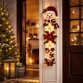 thumbnail image 4 of Ywbawe 35" Lighted Christmas Snowman Door Hanger Snowflake Poinsettia Ornament with Bells for Front Door Wall Decor, 1 Pack, 4 of 7