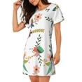 thumbnail image 2 of Wukai Pretty Floral With Leaves Print Women's Loose Short Sleeve Nightgown, Soft Sleep Dress for Comfortable Relaxation, Casual Lounge Wear, 2 of 6