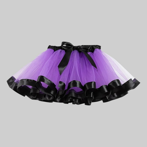 uublik Country Skirts for Girls Purple with Shorts High Waist Tulle Skirts A-line Mesh Skirt Mini Tutu Skirts Dress Size 3T-8