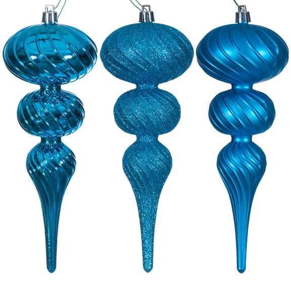 8" Turquoise Swirl Finial Orn 6/Asst