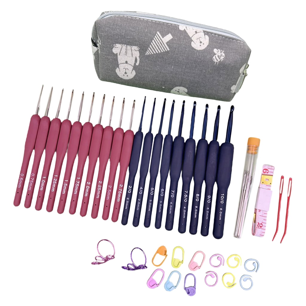 19 Size Crochet Hooks Set 0.6-6.0mm Ergonomical Crochet Hooks with Case Crochet Needle for Experienced Crochet Lovers