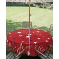 thumbnail image 3 of Outdoor Tablecloth with Umbrella Hole Zipper 4th of July Round Tablecloth 60" Waterproof Outside Table Cloth Red Independence Day White Blue Stars Patio Table Cover Tablecloths for Picnic Party, 3 of 8