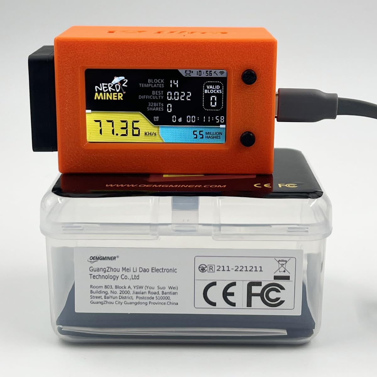 NerdMiner V2 Ultra 78KH/S T Display S3 Bitcoin Solo Lottery with Low Power  Consumption WiFi Connection, and USB-C Power Crypto Nerdminer with Fan  Lucky Miner Win 6.25 BTC - Walmart.com