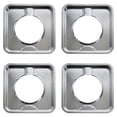 thumbnail image 2 of 1pc "Chrome Gas Range Drip Pan Set - Replacement Burner Bib Liner Covers (7.67"" X 7.67"") - Fits WP786333, 786333, AP6011553, PS11744751 - Protects Your Range From Spills And Stains", 2 of 8